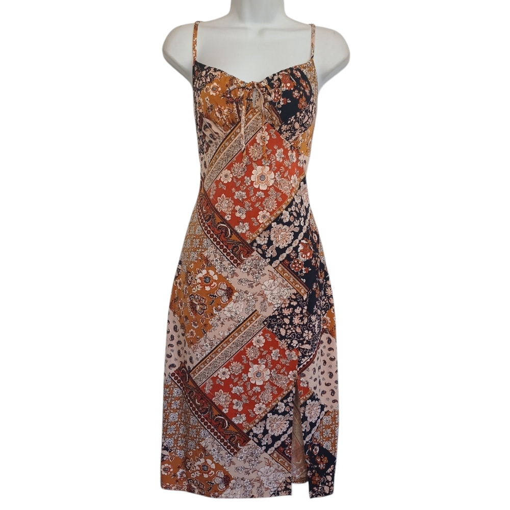 INSPIRED HEARTS Bandana Floral Geometric Patch Print Sleeveless Sheath Dress M